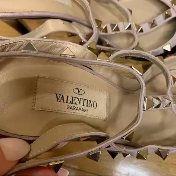 Valentino Black and Tan Studded Heels - Picture 8 of 8